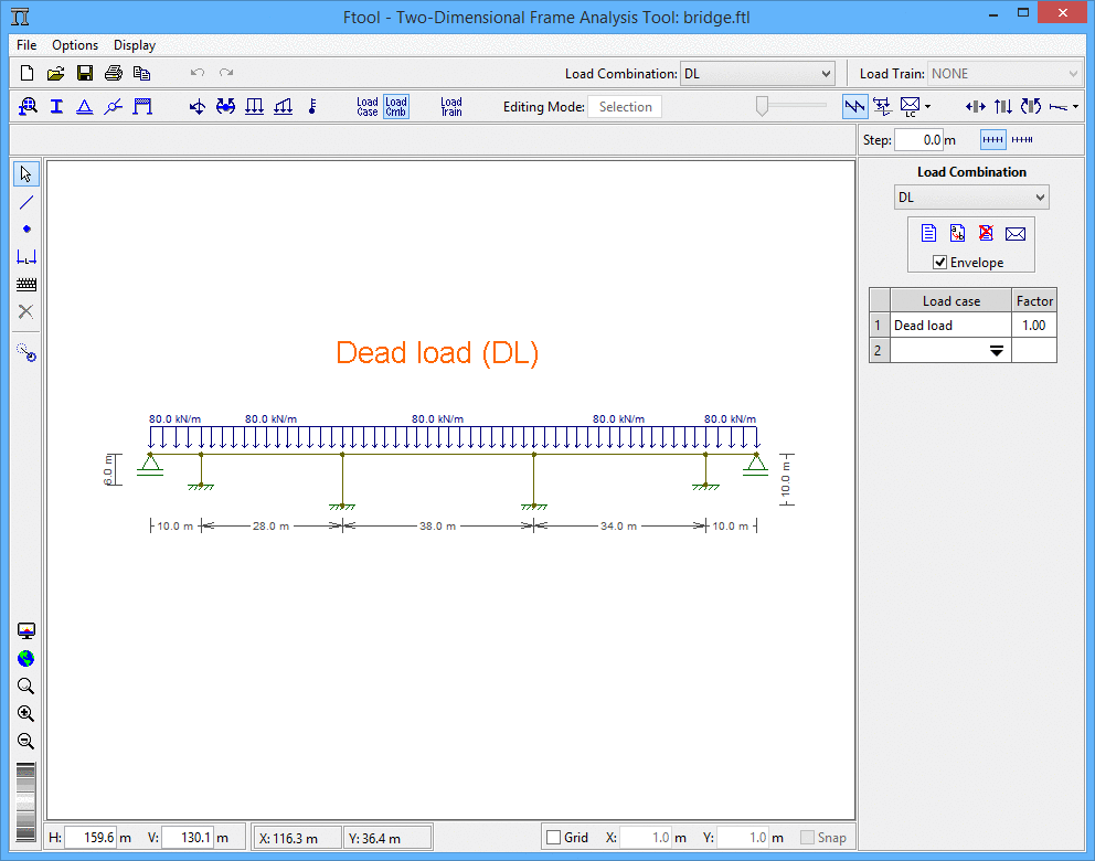 Casos e combinações de carga (edição avançada)